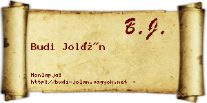 Budi Jolán névjegykártya